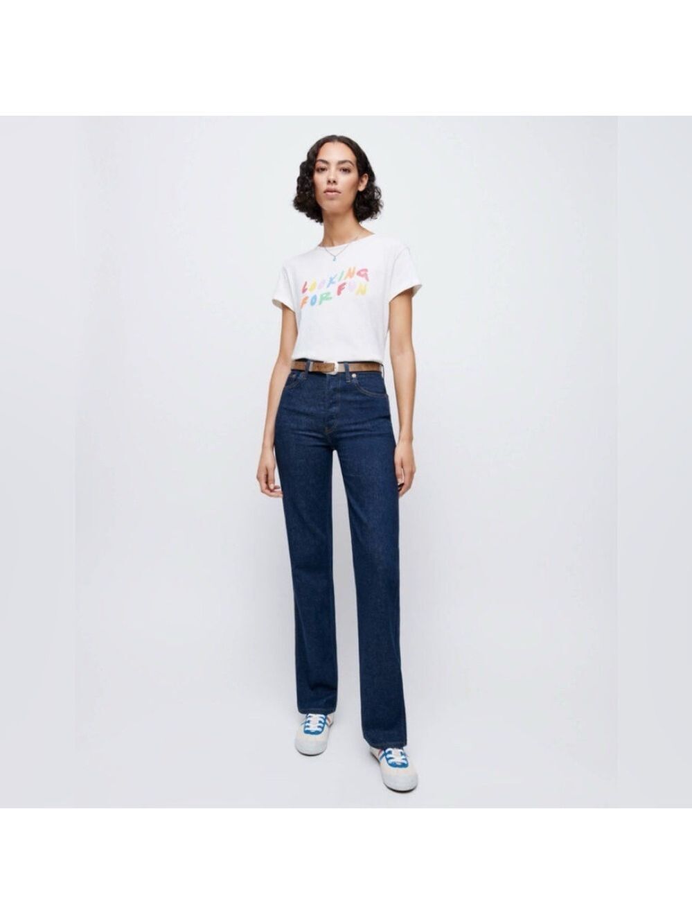 Re/Done The 90’s Straight High Rise Loose Jeans SZ 28 Dark Denim Rigid Like - Picture 2 of 10